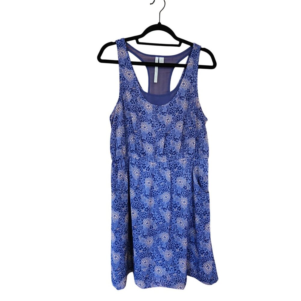 Lauren Conrad Blue Sleeveless Floral Print Dress Womens Size 16